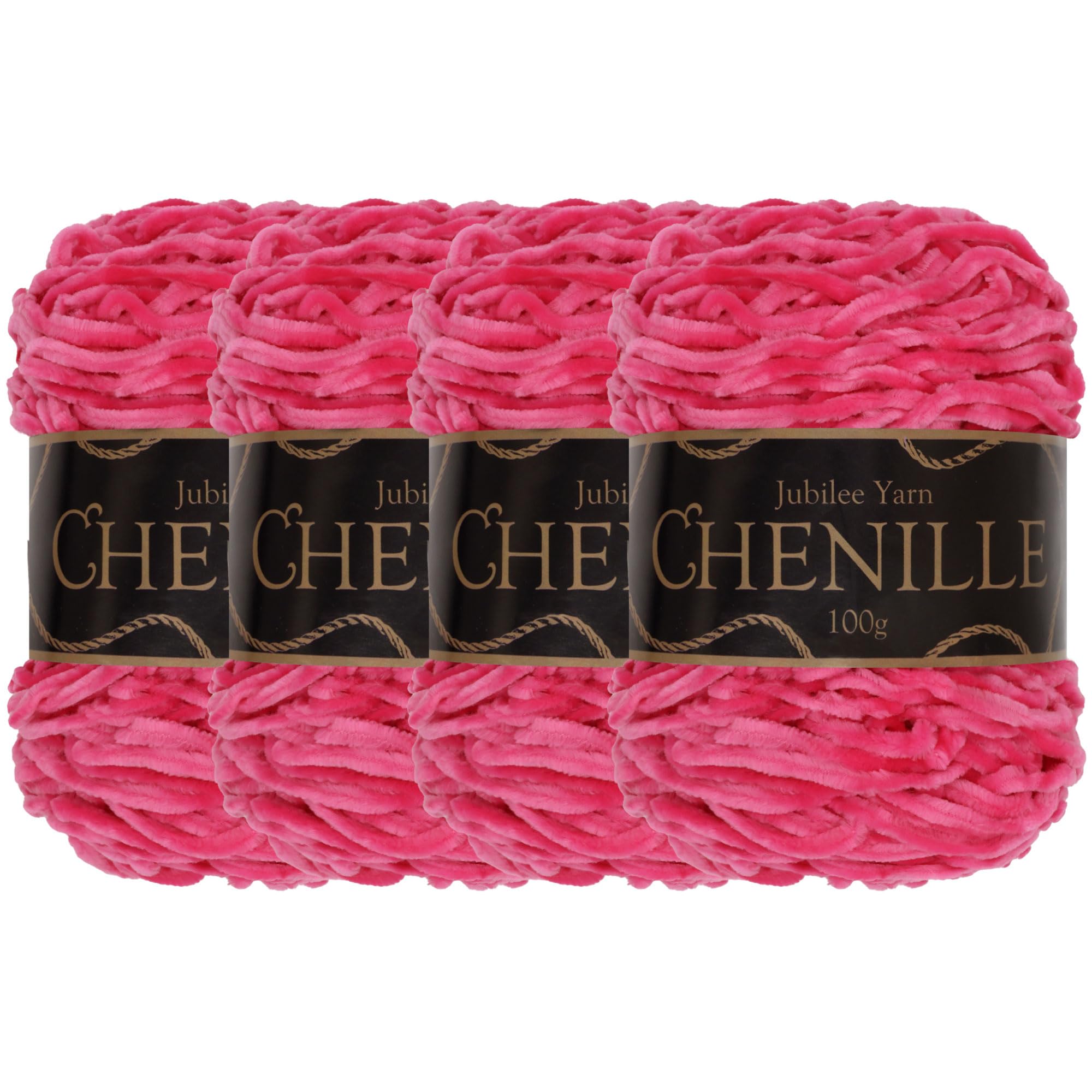 JubileeYarn Chenille Yarn - Worsted Weight - 100g/cake - Bubblegum - 4 Cakes