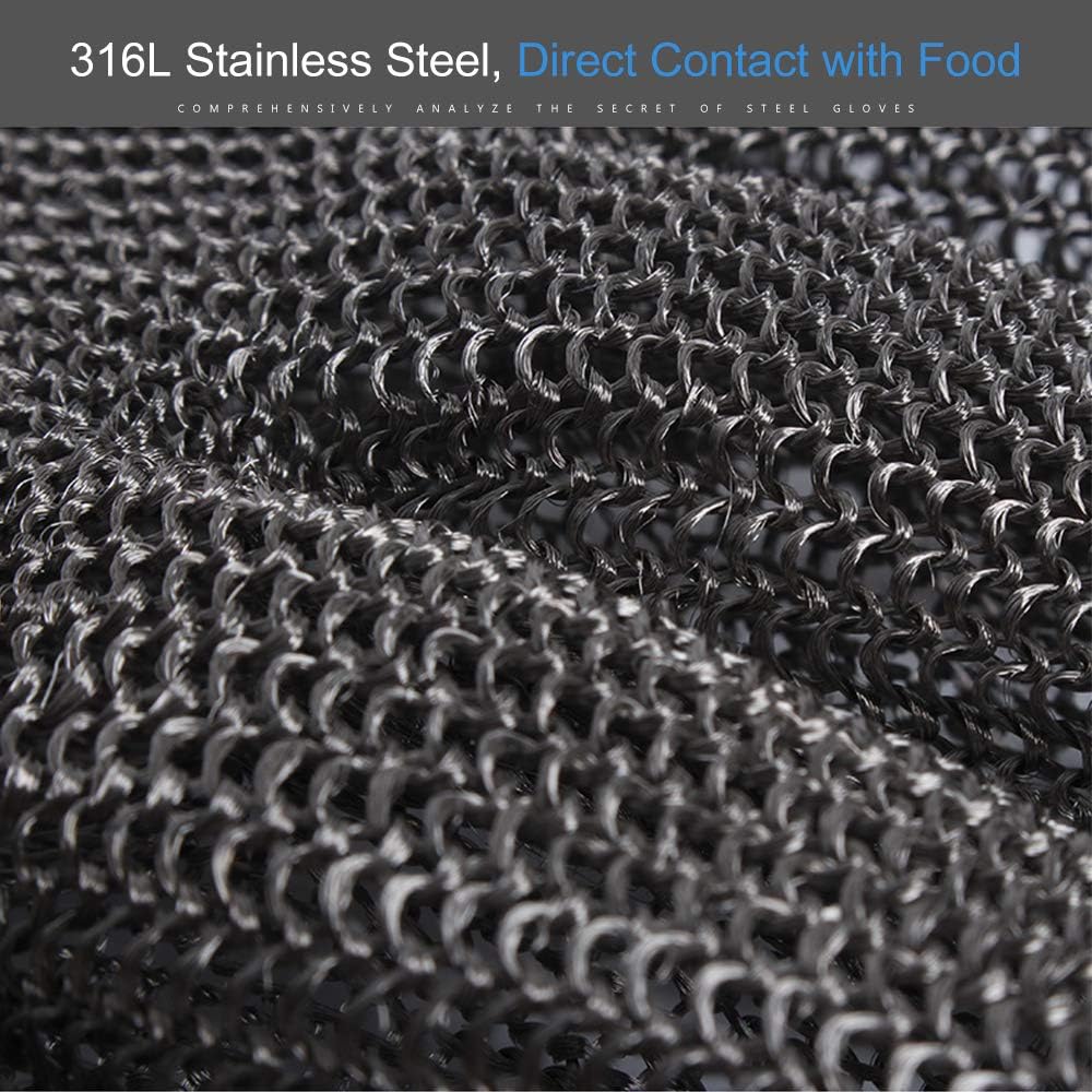 Cut Resistant Gloves Stainless Steel Wire Metal Mesh Butcher Safety Work Gloves for Cutting,Slicing Chopping and Peeling(Large): Clothing