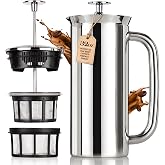 ESPRO P7 French Press, 32oz, Polished, Stainless Steel Coffee Maker | Double Filter Coffee Press, Grit-Free Coffee, Heat Resistant Insulated tea Press, Easy Hot and Cold Coffee Brewer, Tea Brewer