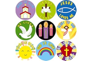 FANCY LAND "HE Lives" Easter Religious Stickers Christian Bible Verse Sticker for Kids Easter Church Sunday School Party Crafts Decor 200Pcs Per Roll
