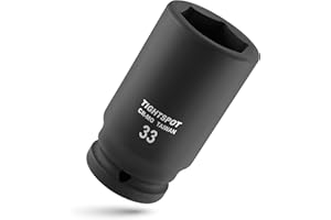 TIGHTSPOT 3/4" Drive 33mm Deep Impact Socket Heavy Duty CR-MO Jumbo Socket 6 Point Automotive Truck and Heavy Equipment Repair