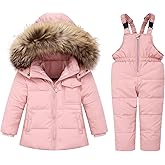 Baby Girl Winter Snowsuit Coat Boy Fur Snow Pants Bib Jacket For Toddler Clothes