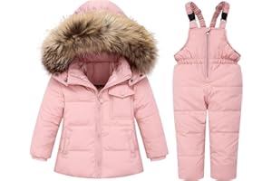 PODGINA Baby Girl Winter Snowsuit Coat Boy Fur Snow Pants Bib Jacket For Toddler Clothes