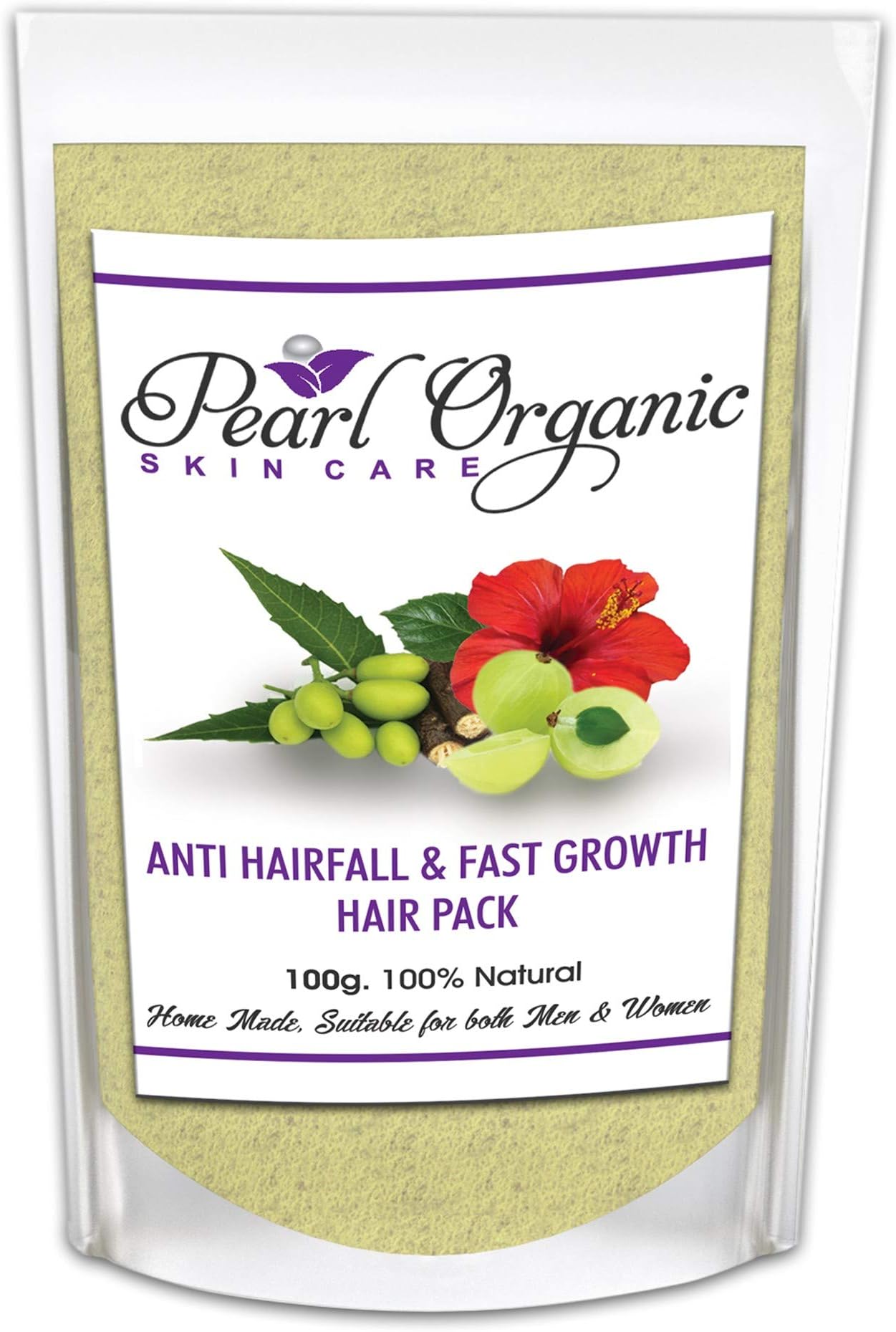 Pearl Organic Skincare Anti Hair Fall and Fast Growth Hair Pack - Natural Treatment Mask For Hair Loss and Dandruff with The Goodness Of Hibiscus Powder And Amla Powder