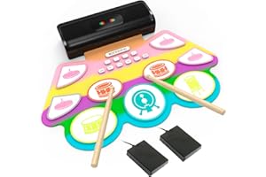(2022 NEW) ROCKSOCKI Electric Drum Set, 9-Pad Kids Drum Set, Roll-up Practice Drum Pad With Drum Sticks