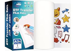 Enlite DTF Transfer Film Rolls 13" x 328 ft - Premium A3+ DTF Film Rolls, Direct to Film Transfer Film for T-Shirt Textiles with One Side Aqueous Coating, High Ink Receptivity and Stability