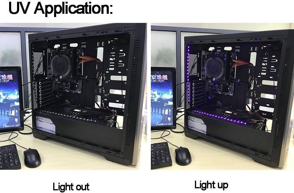 Ubanner PC LED Flexible Light Strip Computer Lighting UV Purple with Magnetic for PC Case Computer Lighting Kit(30cm,18leds,S Series - Image 3