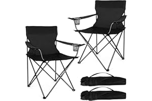 Joyfair Portable Camping Chair, Outdoor Lawn Folding Chairs for Adults, Heavy Duty Large Foldable Chairs for Beach, Fishing, Tailgating Outdoor Sport, 2 Cup Holders & Carry Bag
