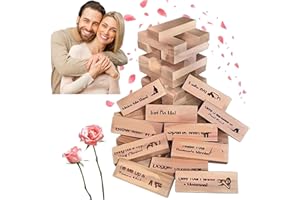 Naughty Block Tower Tumbling Wooden Tower Stacking Block for Couples Date Night Ideas for Valentine Lover Drunking Games(48pc