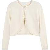 TRENDSTITCH Girls Long Sleeve Sparkle Bolero Cardigan Kids Button Closure Knitted Shrug Cropped Sweaters Tops 3-12 Years