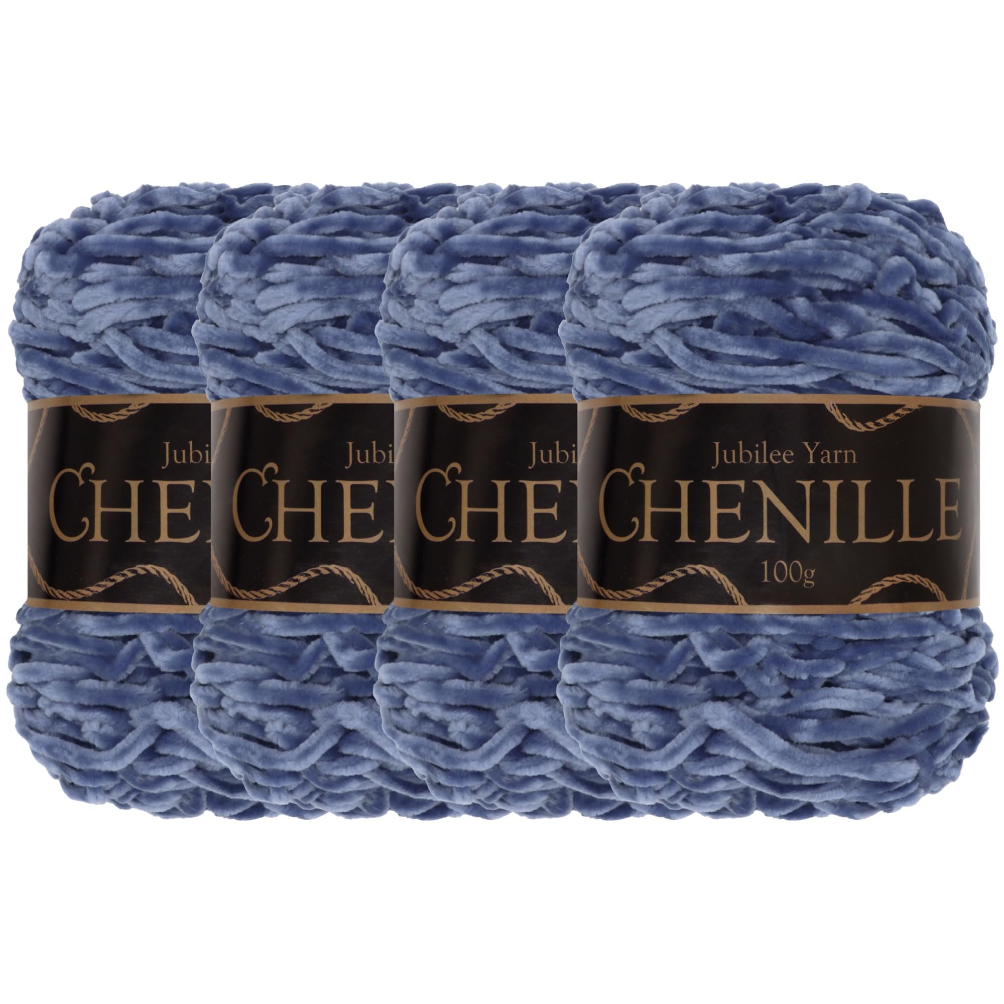 JubileeYarn Chenille Yarn - Worsted Weight - 100g/cake - Moonstone - 4 Cakes