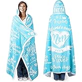 SmoothNovelty Best Mom Ever Hooded Wearable Blanket Hoodie Double Sided Fleece Valentines Mama Mother Wife Gifts from Husband(Blue)