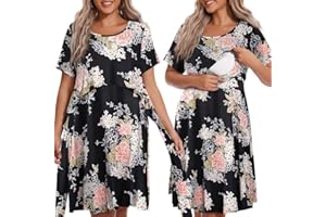 MONNURO Plus Size Nursing Nightgown Labor and Delivery Gown for Hospital Maternity Romper Sleepwear