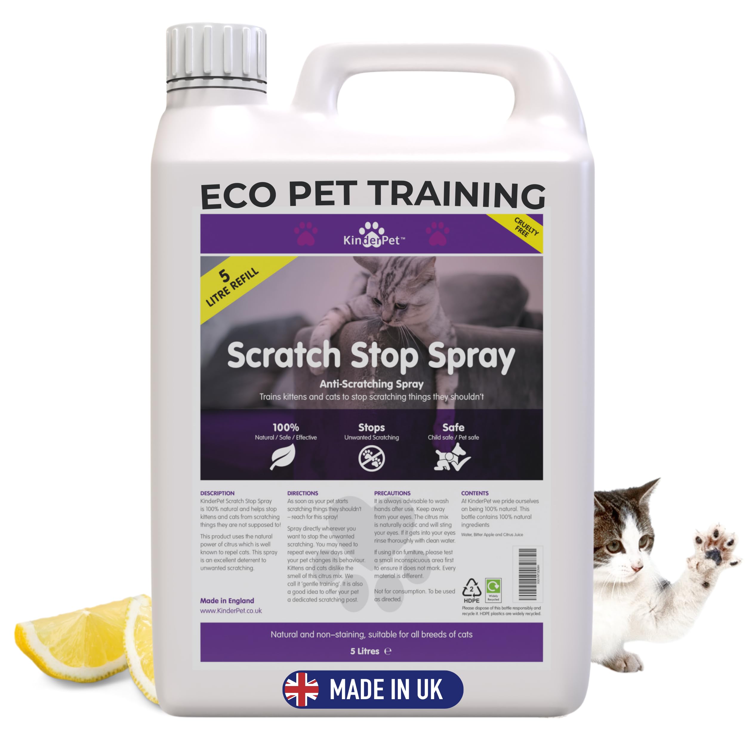 KinderPet Cats‌ Kittens Scratch Stop ‌Anti Scratch Big Value 5L Refill Cat‌ Kitten ‌Scratching Deterrent‌ ‌Repellent Cruelty Free‌ ‌100% Natural