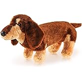 ZJoey Dachshund Dog Plush Sausage Dog Soft 3D Pom Plush for Girls Birthday Xmas Gift Bedtime Bed Rest Chair Bolster Nursery Decoration (Coffee and Light Brown)