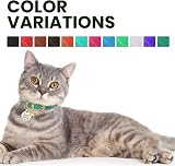BRONZEDOG Leather Cat Collar with Removable QR-ID Tag Kitten Collar Bells view 5