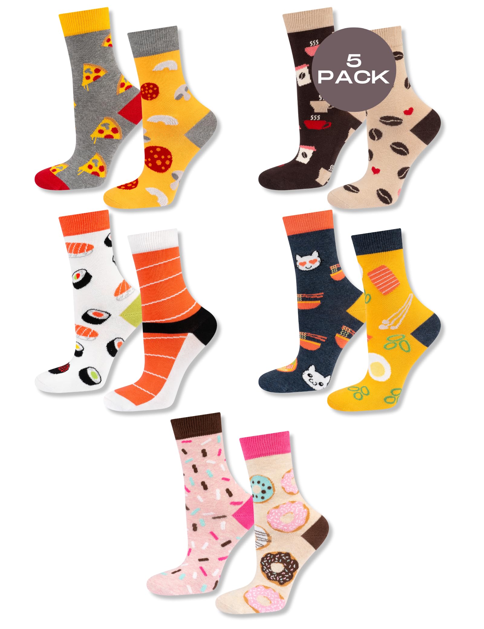 soxo Colorful Ladies Socks Funky Women Multipack Long Cosy Womens Cotton Sock Women's Set 2.5-6.5 5 Pairs