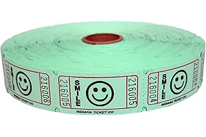 INDIANA TICKET CO. 2,000 Green Smile Tickets, Single Roll – 8 Color Selection – Classroom Rewards, Events, Fundraisers, Door Entry, Raffles, Prizes, Drink/Food Tickets, Party Supplies & More.