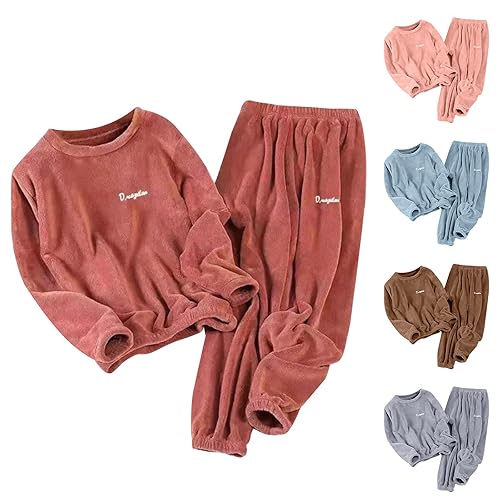 Womens Fleece Loungewear Pyjamas Sets Comfy Fluffy Soft Warm Cosy Long Cuffed Trousers Nightshirt Teddy Thick Plush Sleepwear Co Ord Set With Pockets Red 3Xl