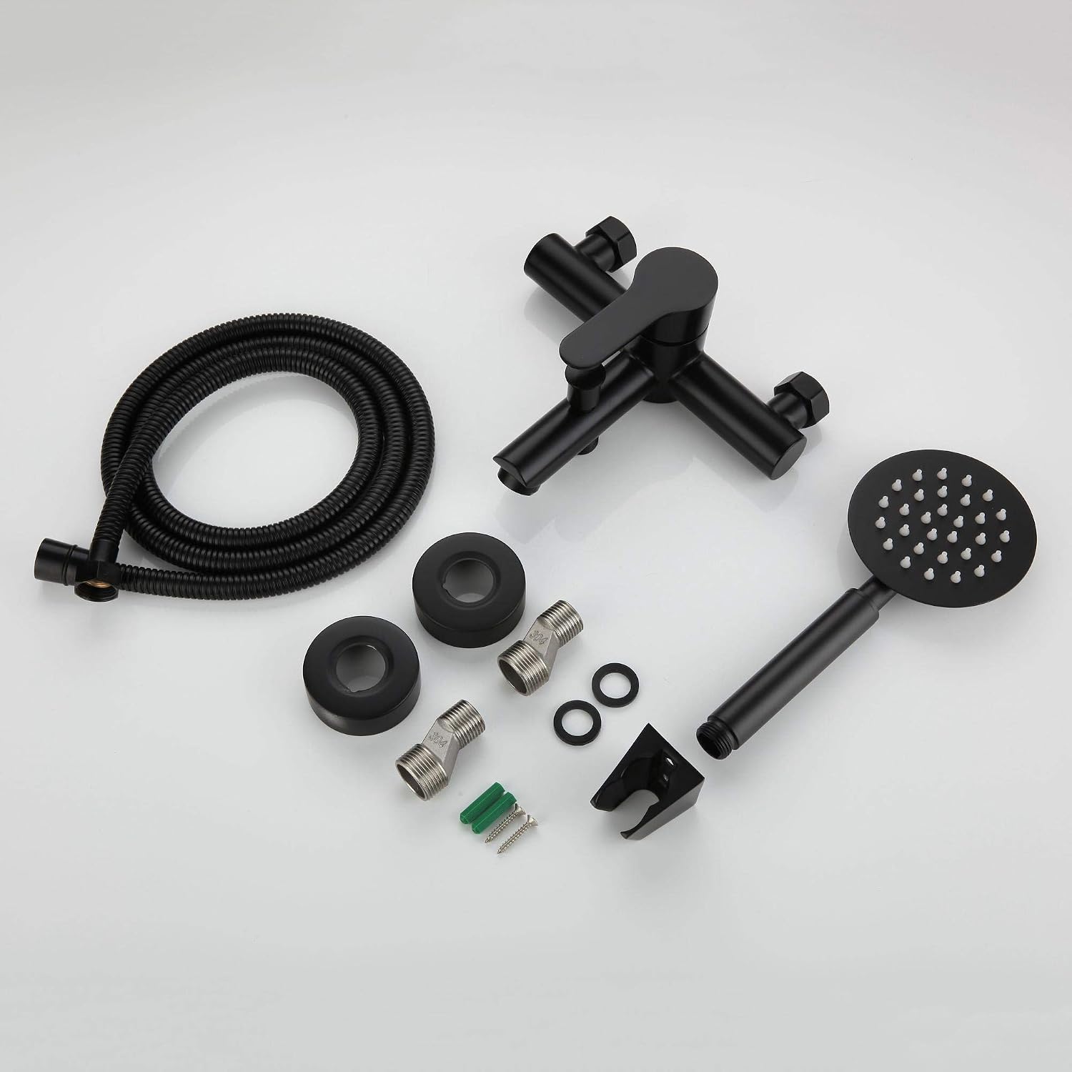 Homelava Robinet De Baignoire En Acier Inoxydable 304 Montage En Saillie Robinet Mitigeur Monocommande Robinet Mitigeur Monocommande Avec Douchette Et Tuyau De Douche 1 5 M Noir Cuisines Et Salles De Bain Robinets