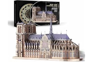 Piececool 3D Metal Puzzles for Adults and Teens, Notre Dame De Paris Church Metal Model Kit, Challenge French Cathedral Brain Teaser Architecture Building Blocks Puzzle, 382 Pcs