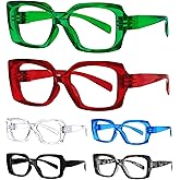 Eyekepper 6 Pack Thick Frame Reading Glasses for Women Blue Light Readers with Metalless Screwless Spring Hinges