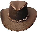 Kakadu Australia Outdoor Leather Hat Blackwell | Western-Style Hat with Shapeable Brim | 2nd Choice | Rugged Unisex Men Women Size | Chinstrap