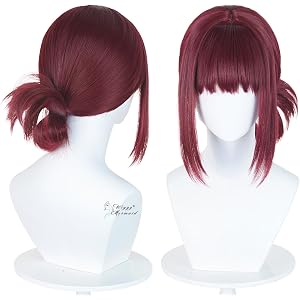 Wiggy Mermaid Yamada Cosplay Wig Purple Red Wigs with Full Bangs | Short Purple Anime Cosplay Wig for Halloween Costume Party