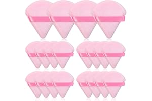 Thrilez 20pcs Triangle Powder Puff, Loose Powder Puffs Makeup Puff for Face Powder, Setting Powder Puff for Make Up, Face Puff Pads for Press Powder, Sponge Powder Applicator for Face and Eye (Pink)