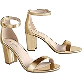 Ankis Heels for Women Open Toe Ankle Strap Chunky Heel Sandals 2.75 Inch