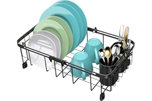 Ceecysaa Dish Drying Rack, Expandable Over The Sink Dish Drying Rack,Adjustable Dish Rack in Sink,Dish Drainer with Utensil R