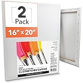 ArtSkills Stretched Canvas for Painting, 16x20 Canvases Painting Supplies for Artists, Blank Canvas Pack, 2-Pack