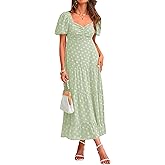 BTFBM Women's Summer Floral Dresses 2024 Casual Short Sleeve Square Neck Ruffle Long Beach Dress Loose Fit Boho Dress