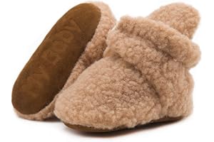 KIDSUN Newborn Infant Baby Boys Girls Fleece Booties Stay On Socks Soft Shoes Non Skid Winter Warm Christmas Slippers