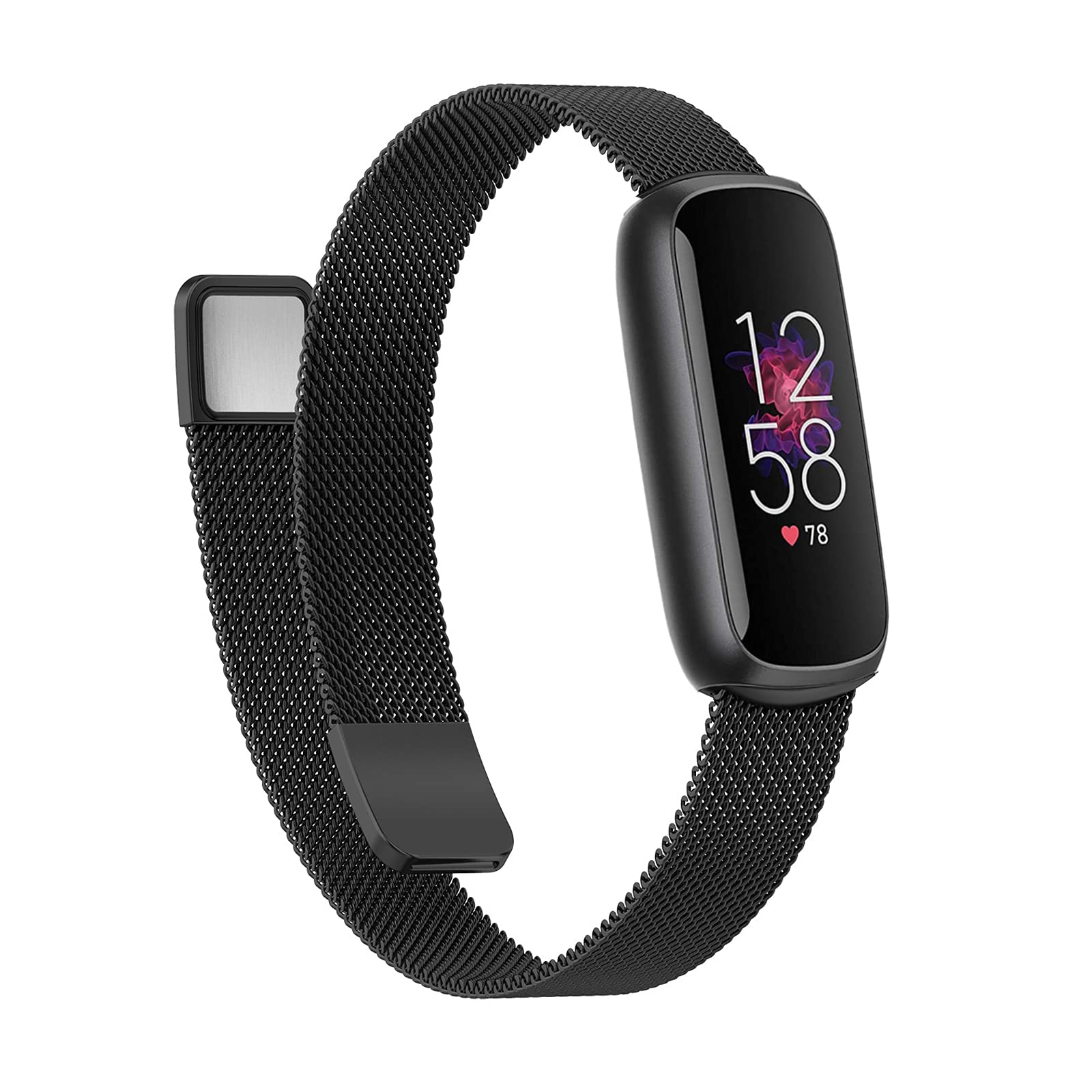 Wongeto Compatible with Fitbit Luxe Strap,Adjustable Stainless Steel Loop Mesh Magnetic Strap Replacement Wristbands Bracelet for Fitbit Luxe Fitness and Wellness Tracker for Women Men (Black)