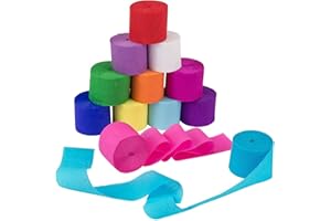 KCTOAMZ 10 Rolls 82-Ft Crepe Paper Streamers,Rainbow Streamers Party Decorations Streamer Paper Rolls Birthday Decorations,Ph