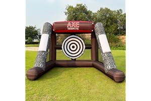 INFLATABLEGAGA Inflatable Axe Throwing Game Inflatable Ball Toss Target Dart Board with 1 Air Blower and 12 Axe and 10 Balls for Sport Events