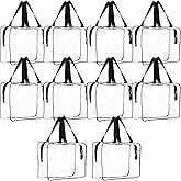 10 PCS Large Clear Makeup Cosmetic Organizer Bag, Plastic PVC Tote Bags with Zipper Handle, Portable Waterproof Transparent Handbag Purse Travel Luggage Pouch