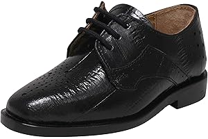 LIBERTYZENO Formal Shoes for Boys | Genuine Leather Kids Dress Shoes | Lace Up Oxford Shoes | Animal Print Shoes for Wedding & Party