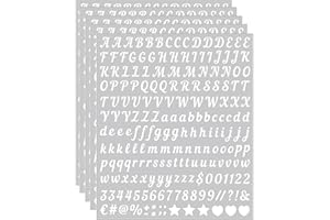 SACDRL 5 Sheets DIY Art Letters 1000PCS Script Alphabet A-Z Vinyl Self Adhesive for Journals, Scrapbook, Gift Cards, Laptops, Bottles, Classroom Crafts, Home Decor Projects(White)