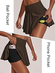 PINSPARK Tennis Skorts for Woman High Waisted