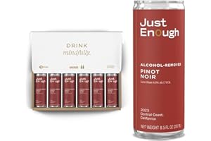 Just Enough Wines Pinot Noir Alcohol Removed | Non-Alcoholic Red Wine, 6 Pack Cans | Central Coast California, Low Calorie, Gluten-Free, Vegan, Sustainably Made