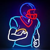 Football Player Neon Light - Dimmable LED Football Decor for Man Cave, Boys Room & Sports Bar｜Gifts for Men, Coaches, Teens｜Classic Blue｜16.7x12.3" USB Powered