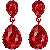 EVER FAITH Women's Austrian Crystal Wedding Tear Drop Dangle Earrings