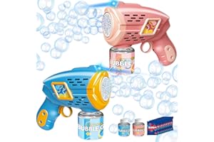 BOMOCO Bubble Machine Bubble Gun for Toddler Toys, Automatic 2 Bubble Guns with Rich Bubbles and Light Kids Summer Outdoor Toys for Boys Girls Wedding Birthday Gifts