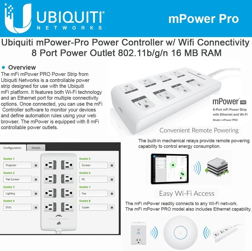 UBIQUITI NETWORKS mPower PRO 8Port mFi Power Strip with and