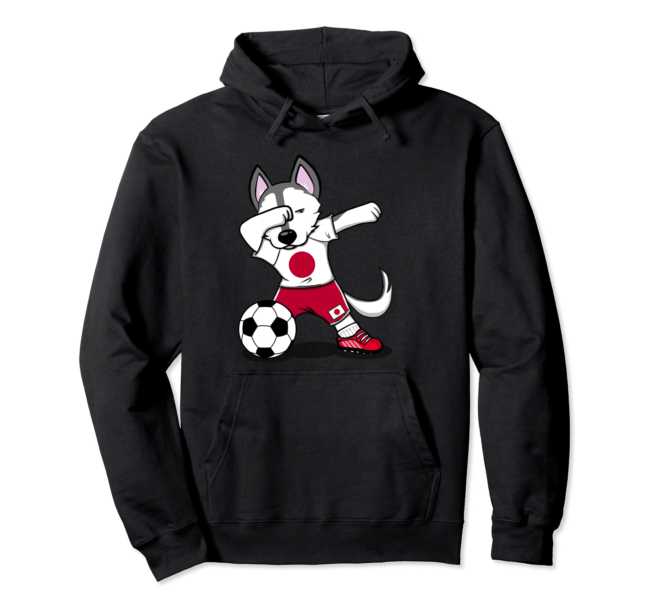Dabbing Husky Dog Japan Soccer Fans Jersey Japanese Football Pullover Hoodie