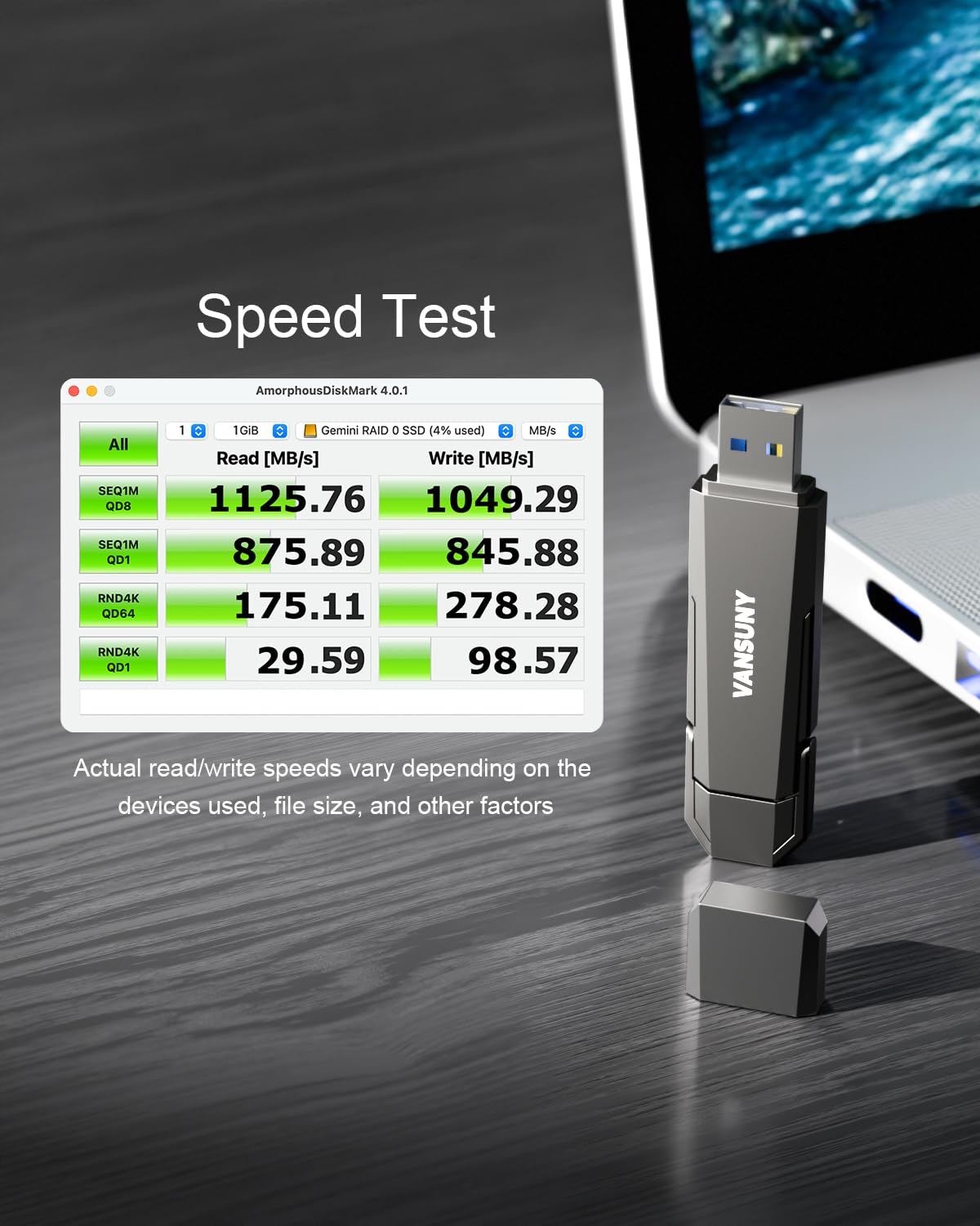 Vansuny USB-C Stick 512GB mit bis zu 1000 MB/s Externe SSD Dual USB-Stick USB-C + USB A Speicherstick 512GB für iPhone 15/16, Handy, Android-Telefon, Laptop, Tablet, Mac, Festkörper Laufwerk 3