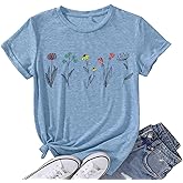 Wildflower Shirts for Women Flower Graphic Cute Garden Plant Lover Tshirts
