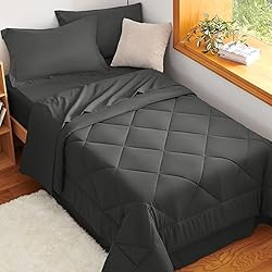 CozyLux Twin XL Comforter Set Dark Grey - 5 Pieces